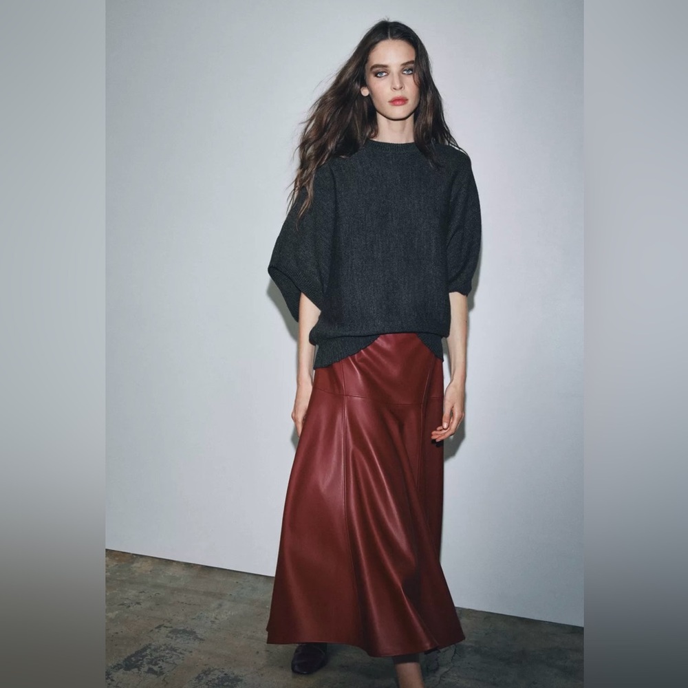 Faux Leather Midi Skirt ZW Collection